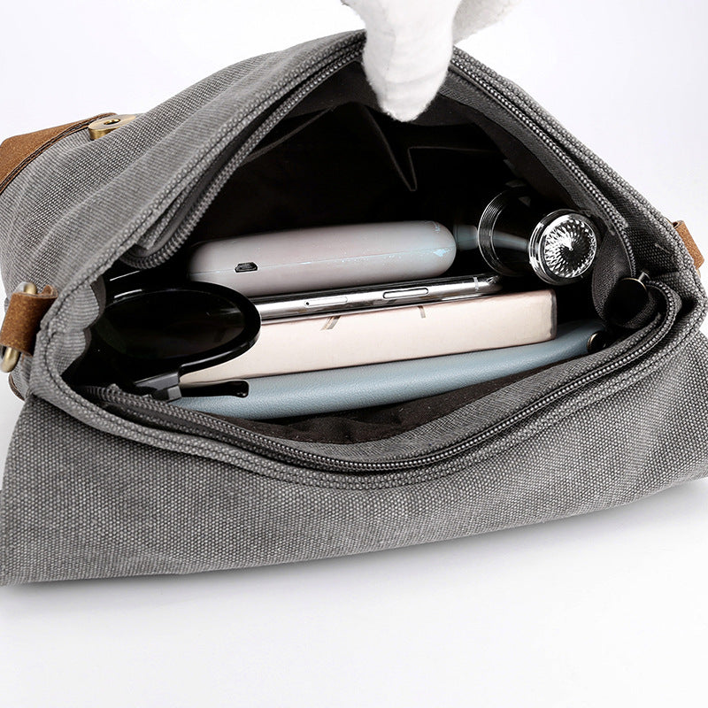 Diagonal canvas bag